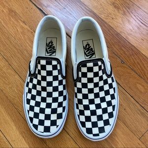 Vans Black White Checker Slip-Ons size 7.5 Perfect